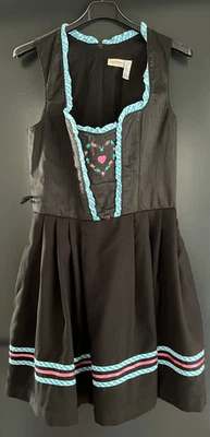 Damen Trachten Dirndl ärmellos Schwarz, Blau-Weiß ca. Gr. 36 v. C&A - Bild 1 von 2
