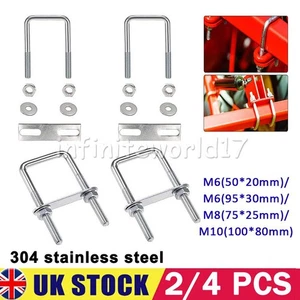 M6 M8 M10 U Bolt Plates and Nuts Standard U-Bolts Stainless Steel 304 Trailer - - Picture 1 of 17