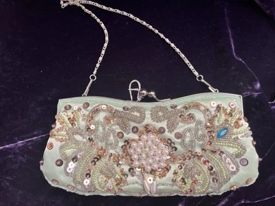 Green Evening Clutch Bag Beaded And Sequins Apt 9 - Image 1 of 4