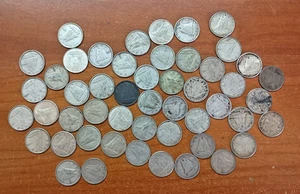(50) 80% Silver 10¢ Canadian Canada ten cent coins Roll $5 Face 1939 - 1968 Lot1 - Picture 1 of 1