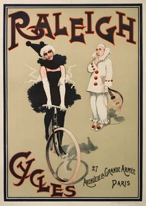16529.Wall Decor Poster.Interior Art.Raleigh Bicycle Ad 1900s French Clown - Picture 1 of 1