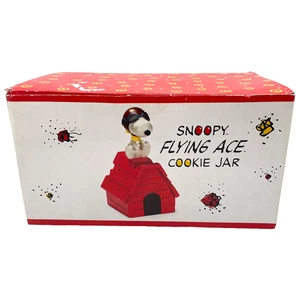 SNOOPY FLYING ACE COOKIE JAR PEANUTS RED BARON FIGHTER PILOT | NEW OPEN BOX - Picture 1 of 14