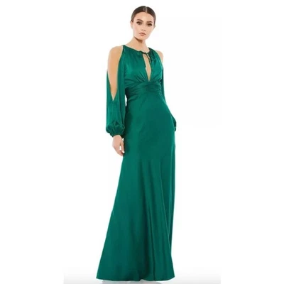 MAC DUGGAL Dress Size 12 Evening Gown Forest Green NEW Tied Keyhole - Image 1 of 4