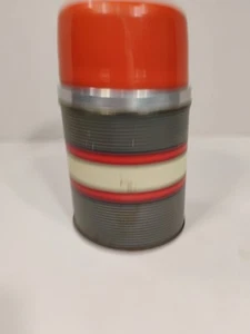 Vintage JC Higgins Pint Red Stripe Thermos #7388 Thermos With Both Lids - Picture 1 of 12