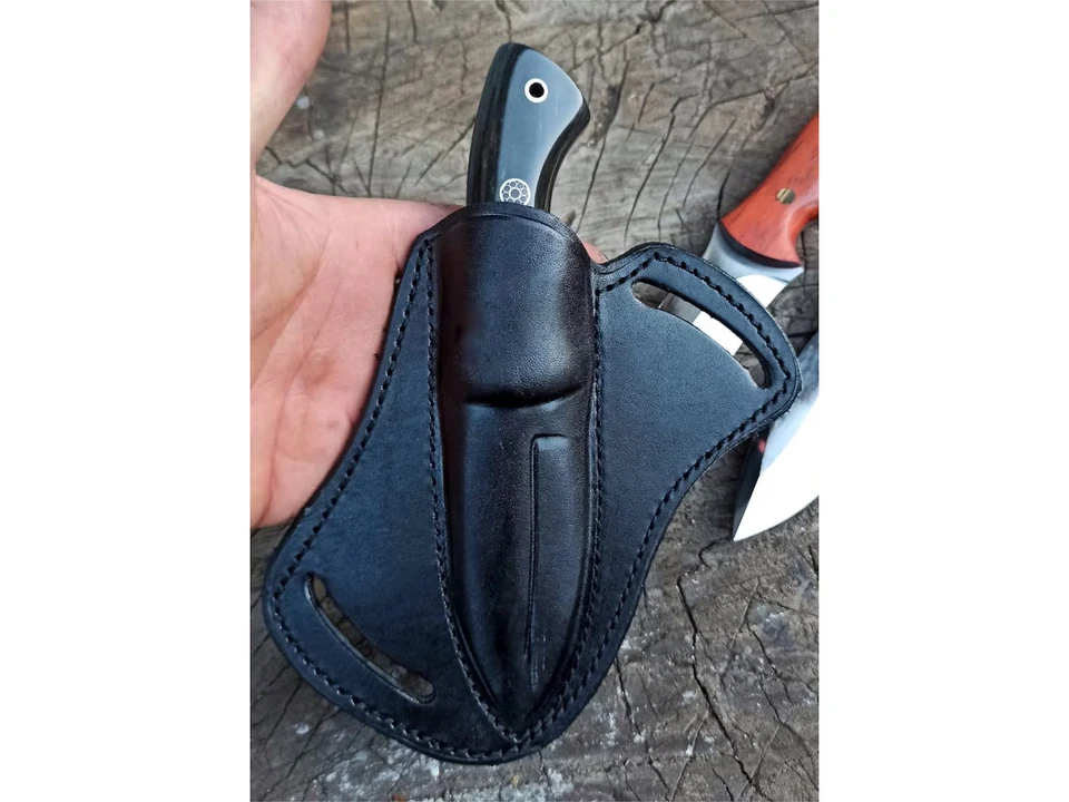Taschenmesser Handgeschmiedet – Jagdmesser Outdoor Survival mit Lederscheide - Bild 1 von 4
