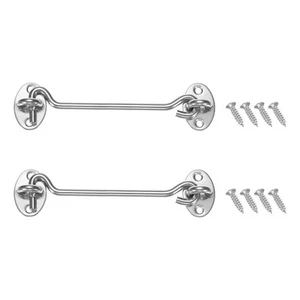 2-Pack Hook and Eye Latch for Door 6 Inch Stainless Steel Door Lock [Silver] - Picture 1 of 6