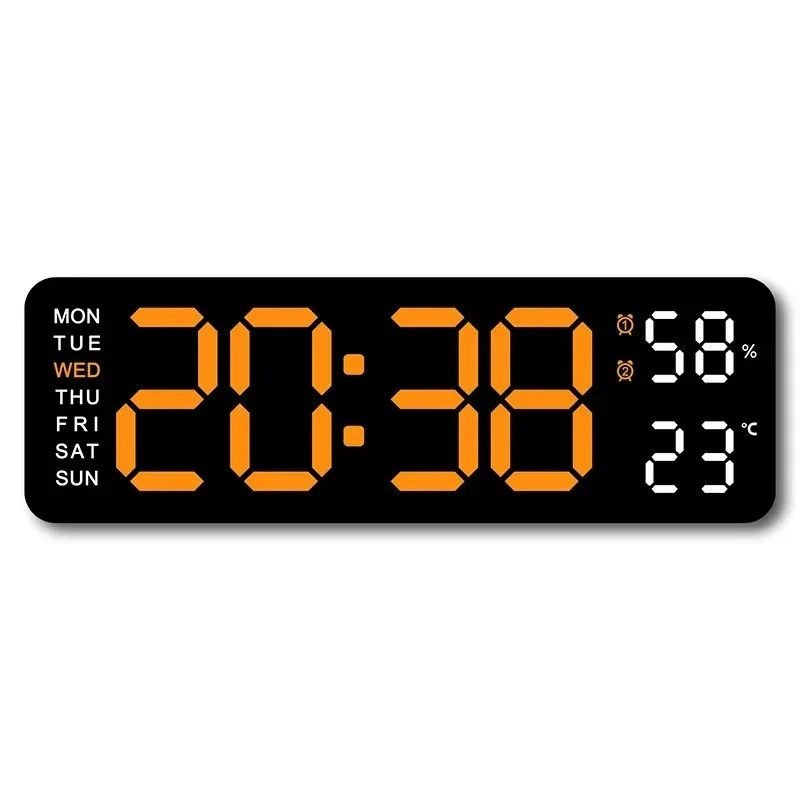 9 Inch Large Digital Wall Clock USB Powered TEMP Humidity Dimmer 12/24H Battery - Image 1 of 4