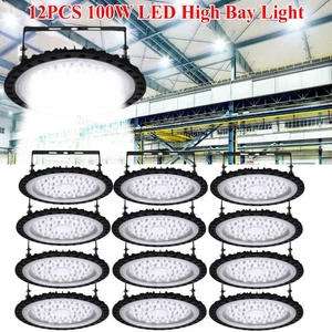 12 Pack 100W UFO LED High Bay Light Shop Light Work Factory Warehouse Lighting - Picture 1 of 10