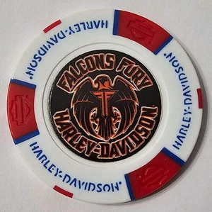 FALCONS FURY HARLEY-DAVIDSON Conyers GA Full Color White/Red Poker Chip - Picture 1 of 2