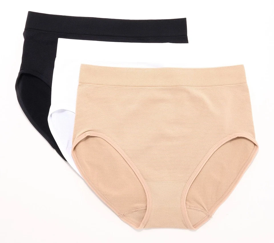 Breezies 3 Pack Shimmer Stripe Seamless Full Brief Panties Basic M New - Image 1 of 1