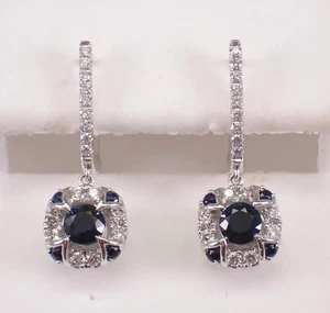 2Ct Round Cut Lab-Created Sapphire Drop &Dangle Earrings 14K White Gold Plated - Picture 1 of 7