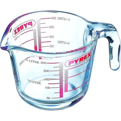 Pyrex 0.25L Measuring Jug 250ml Glass Kitchen Measuring Cup Heat Resistant Jar - Image 1 of 2