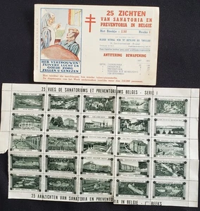 Estampillas/etiquetas póster de la Segunda Guerra Mundial - sanatorios y preventorios belgas - bloque de 25 - Imagen 1 de 1