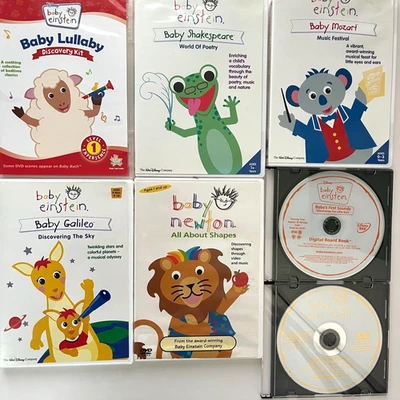 Disney Baby Einstein DVD 7 Discs Lullaby Shakespeare Mozart Galileo Newton Foto 1 de 4