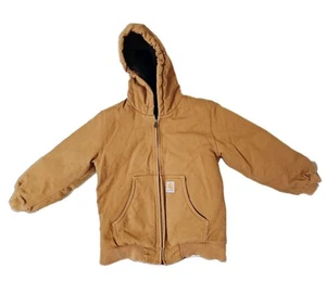 Carhartt Tan Full-Zip Hooded Jacket Boys Kids / Youth 7 - 8 - Picture 1 of 9