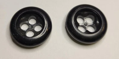 Set of 2 Large Black Round 4-Hole Concave Plastic Buttons Replacement Sewing 1in - Image 1 of 4