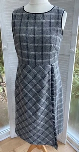 Laura Ashley Grey Tweed Wool Pinafore Dress W/Faux Wrap Skirt - UK 14?- See Desc - Picture 1 of 11
