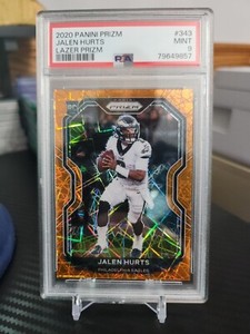 2020 Jalen Hurts Panini Prizm Orange Lazer PSA 9....!