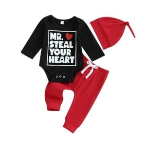 Toddler Baby Boy Valentines Day Outfit Letters Long Sleeve 6-12Months C-black - Picture 1 of 8
