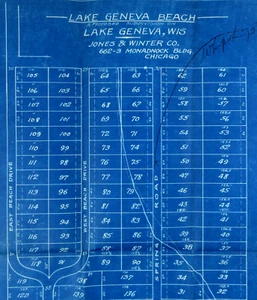 Lake Geneva Wisconsin Plat Maps (2) Walworth County Historia Lote Precios Años 40 - Imagen 1 de 11