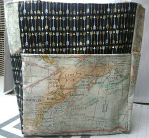 Cartera/bolso de proyecto grande flechas geográficas mapa del mundo hecho a mano 14x16 - Imagen 1 de 7