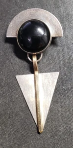 Spilla spilla PJP argento sterling onice nera stile art deco gioielli regalo Pasqua - Foto 1 di 4