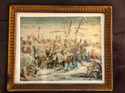 19C Hand Painted Battle Scene France Emperor Napoleon 1812 Russia Campaign - Image 1 of 4