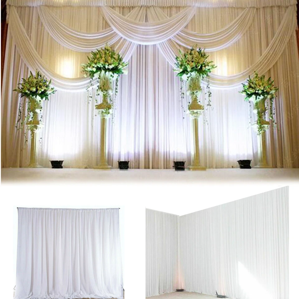 Wrinkle Free 7-20FT White Backdrop Curtain Drapes Wedding Party Event Photoshoot - Image 1 of 4