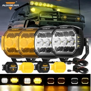 4x Auxbeam 5" Led Pods Ditch Lights White DRL & Amber Turn Lights + Black Covers - Picture 1 of 12