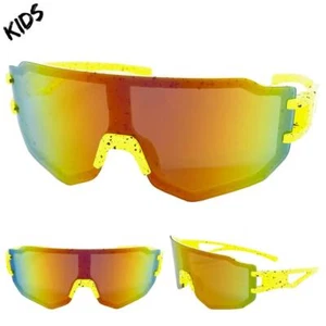 Kids Boys Girls Sports Baseball Cycling Retro Wrap Shield SUN GLASSES Ages 6-13 - Picture 1 of 6