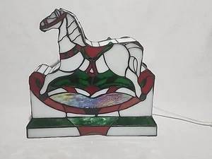 Tiffany Stained Glass Style Rocking Horse Lamp - Picture 1 of 10