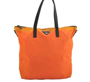 Authentic PRADA Vintage Nylon Leather Shoulder Tote Bag Orange 4852M - Picture 1 of 10