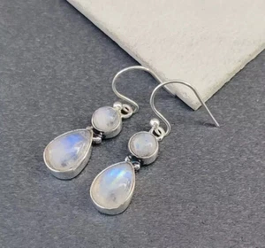 Moonstone 925 Sterling Silver Beautiful Gemstone Lovely Handmade Earring D-197 - Picture 1 of 6