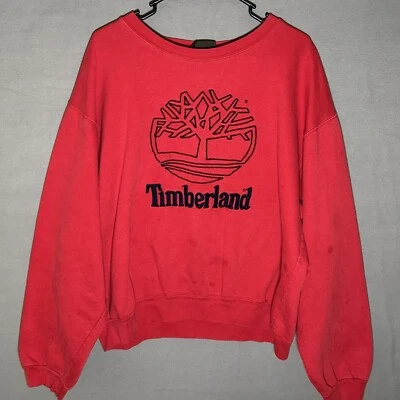 De colección Años 90 Timberland Bordado Hechizo Cuello Redondo Adulto XL Rojo Peso Pesado Foto 1 de 4