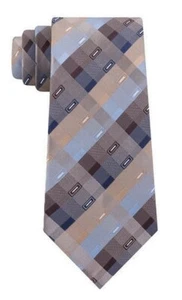 Madison Parkway Herrenkrawatte braun blau gold geometrisches Muster 3" W klassische Krawatte - Bild 1 von 3