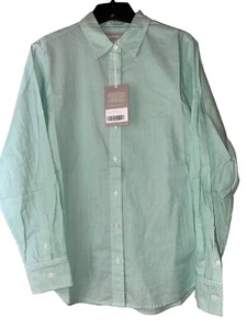Everlane Womens Striped Blouse Shirt Relaxed Button Down Green Cotton Size 4 NWT - Picture 1 of 12