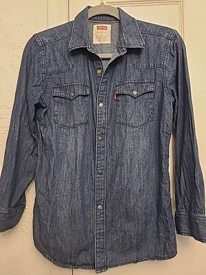 Camisa vaquera Levi's Girls azul oscuro botones a presión mediana (10-12 años) Foto 1 de 4
