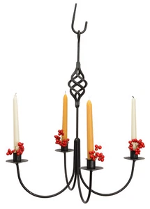 BIRD CAGE BASKET 4 ARM WROUGHT IRON CANDLE CHANDELIER - Amish Handmade in USA - Picture 1 of 1