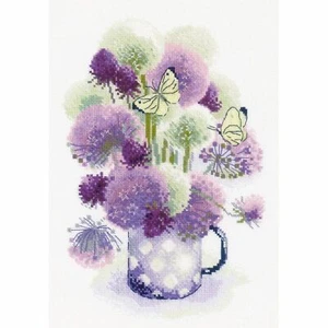 Kit point de croix Allium violet 1974 Riolis 21 x 30 cm - Imagen 1 de 7