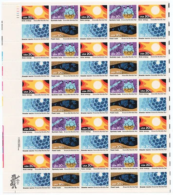 Scott #2006-2009a Knoxville World Fair Sheet of 50 Stamps - MNH UL Solar E 1st - Image 1 of 2