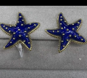 Enamel And Gold. Clip On Earrings. - Picture 1 of 9