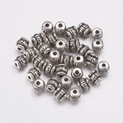 Spacer Beads Tibetan Silver Lantern Barrel Shape Patterned 5mm x 5mm 50pcs - Image 1 of 3