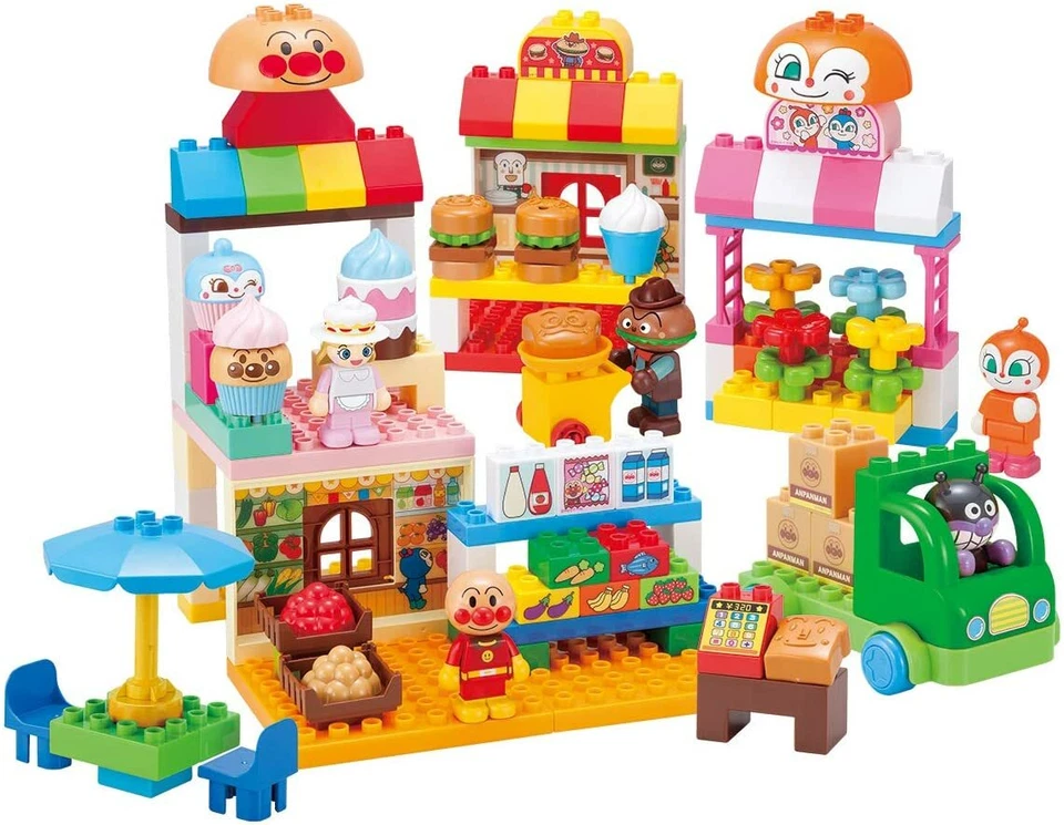 BANDAI Anpanman Block Lab ANPANMAN & Everyone's Store Plenty Block DX w/Tracking - Image 1 of 4