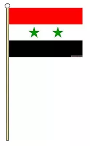 SYRIA MIDDLE EAST 18" x 12" LARGE HAND WAVING COURTESY FLAG & POLE - Foto 1 di 1