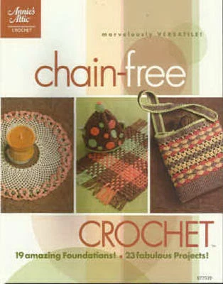 Chain-Free Crochet Patterns Afghan Throw Shawl Purse Doily + Annie's Attic NEW - Image 1 of 2