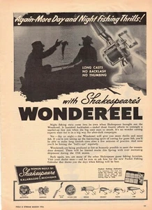 Original Vintage Shakespeare Wondereel Fishing Reel Ontario print ad 1946 - Picture 1 of 1