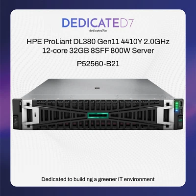HPE ProLiant DL380 Gen11 4410Y 2.0GHz 12-core 32GB 8SFF 800W Server P52560-B21 - Image 1 of 4