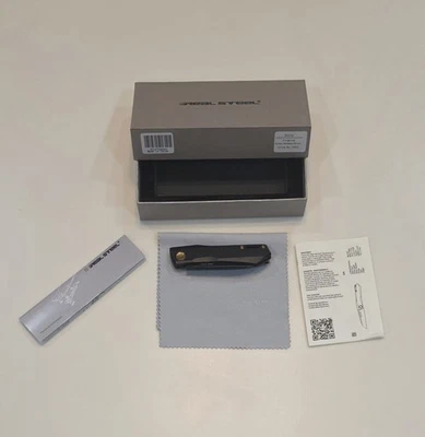 REAL STEAL|Solis Folder|Bohler N690 Steel Blade|Titanium Handle|Gold Accents  - Image 1 of 4