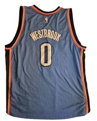 Oklahoma City Thunder Jersey Men's 2XL Blue Westbrook #0 ADIDAS NBA Swingman  - Image 1 of 4