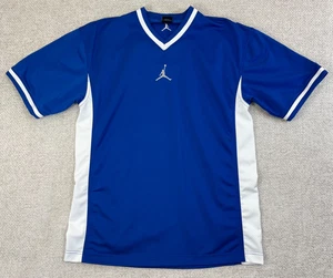 Vintage Jordan Warm Up Jersey Shirt Men's Large Pullover Blue Air Jordan Jumpman - Picture 1 of 8